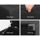 Artiss Black Linen Multi-Functional Storage Ottoman