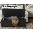 Artiss Black Linen Multi-Functional Storage Ottoman
