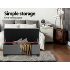 Artiss 97cm Grey Linen Storage Ottoman