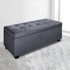 Artiss 97cm Grey Linen Storage Ottoman
