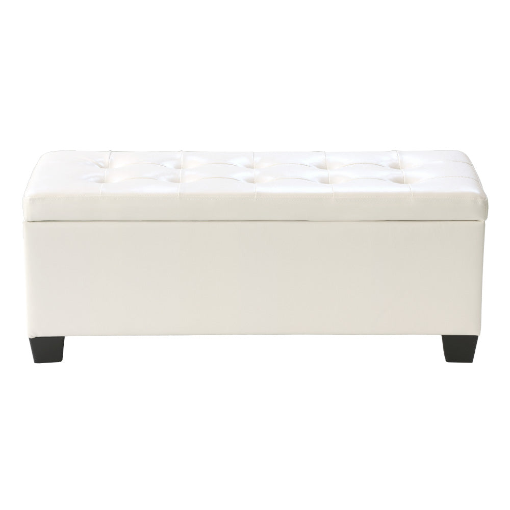 Artiss White Leather Storage Ottoman
