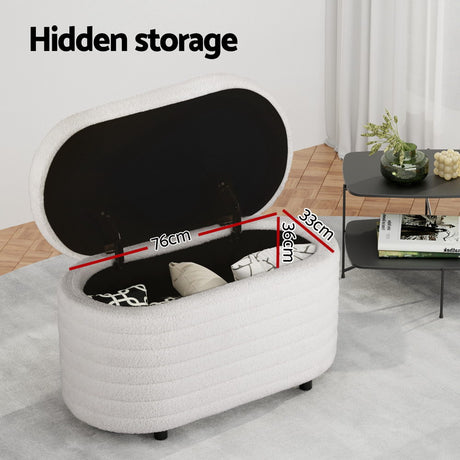 Artiss 87cm Elegant Boucle Fabric Storage Ottoman