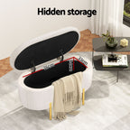 Artiss White Velvet Storage Ottoman
