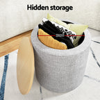 Artiss Round Storage Ottoman with Lid