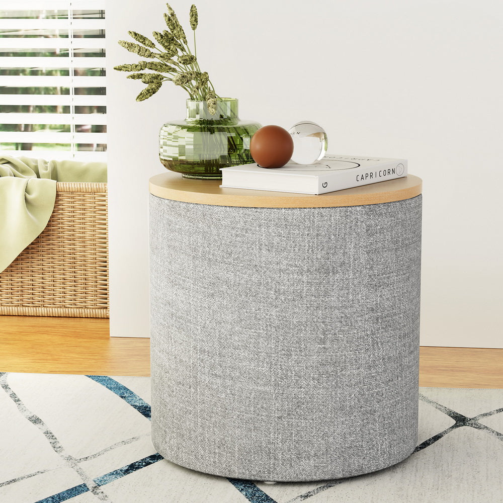 Artiss Round Storage Ottoman with Lid