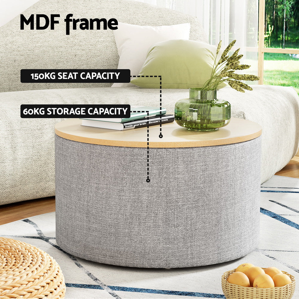 Artiss Round Storage Ottoman with Lid