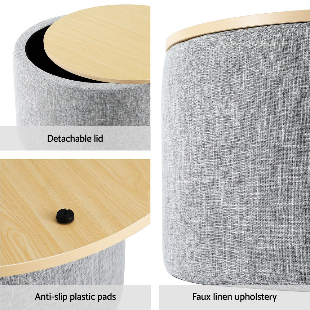 Artiss Round Storage Ottoman with Lid