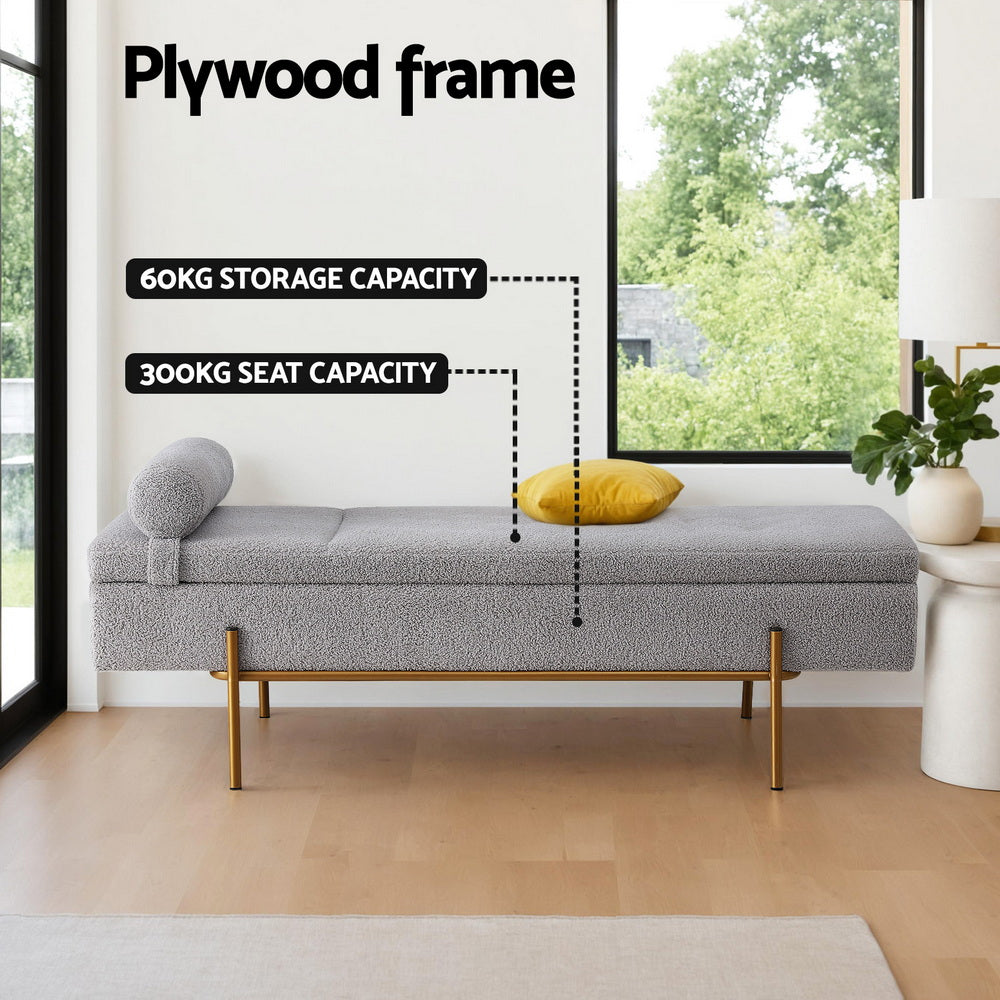 Artiss Modern Boucle Storage Ottoman Bed