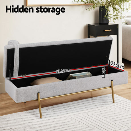 Artiss Modern Boucle Storage Ottoman Bed