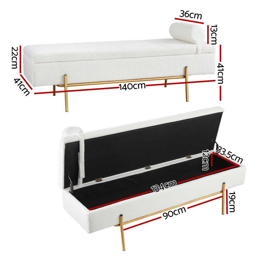 Artiss Modern Boucle Storage Ottoman Bed