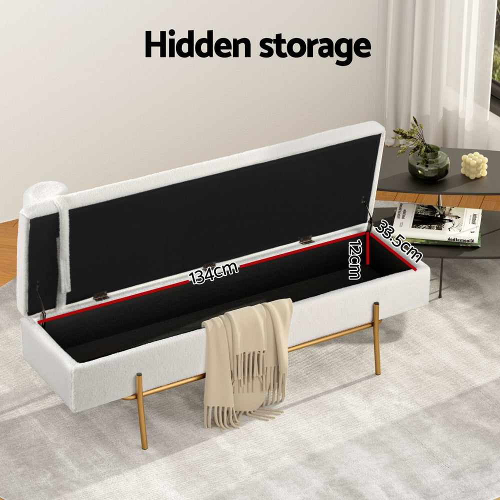 Artiss Modern Boucle Storage Ottoman Bed
