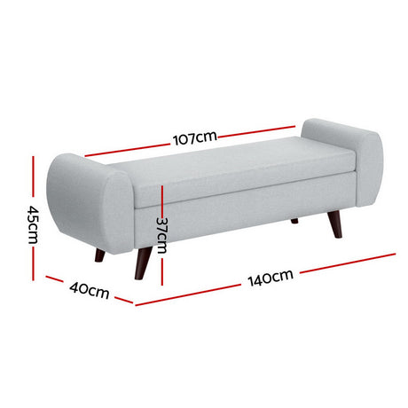 Artiss 140cm Storage Ottoman in Grey