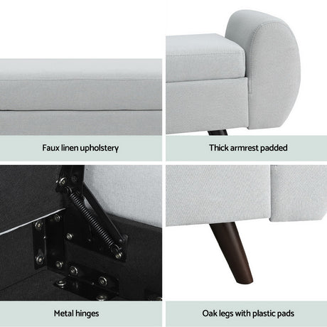 Artiss 140cm Storage Ottoman in Grey