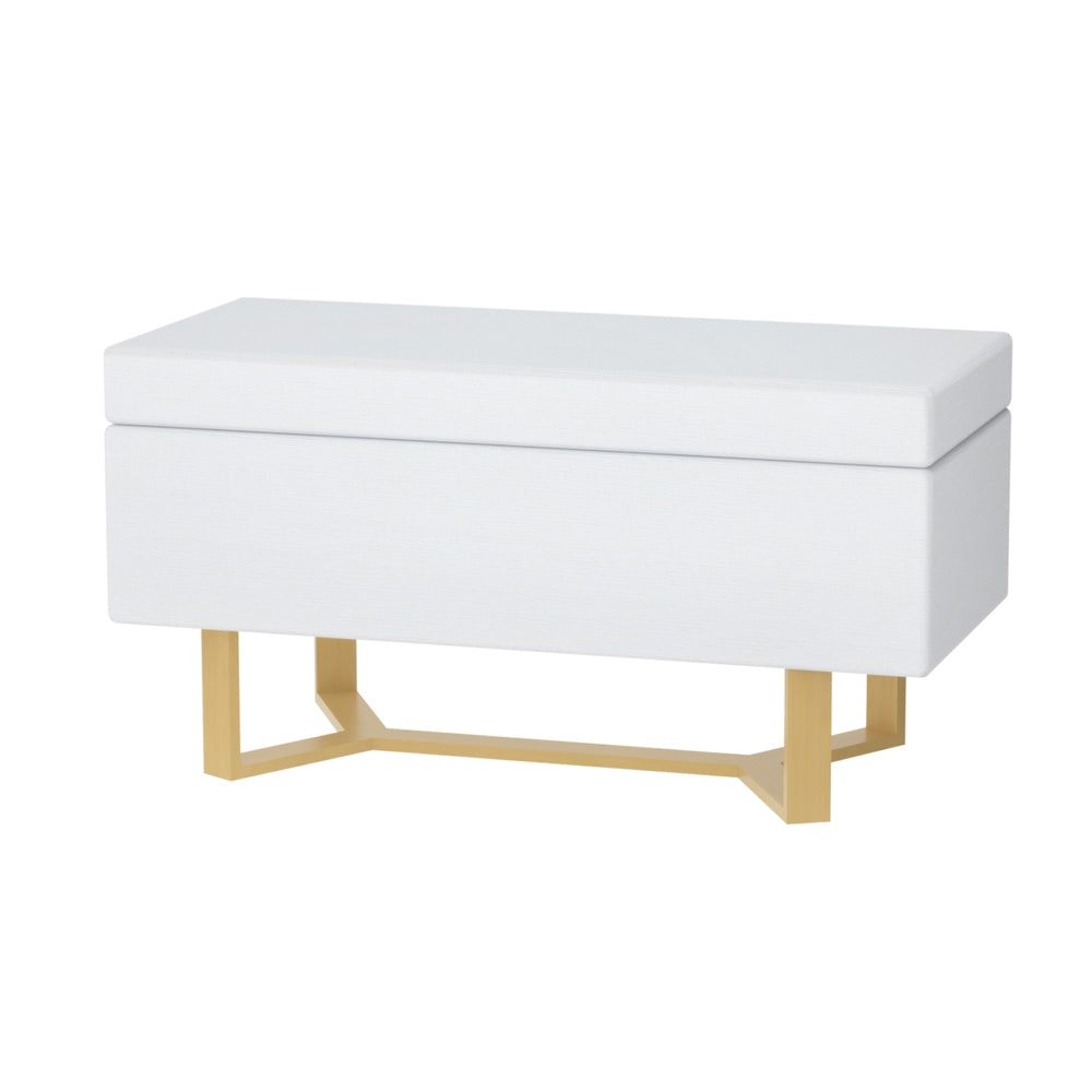 Artiss Criss-Cross Faux Linen Storage Ottoman