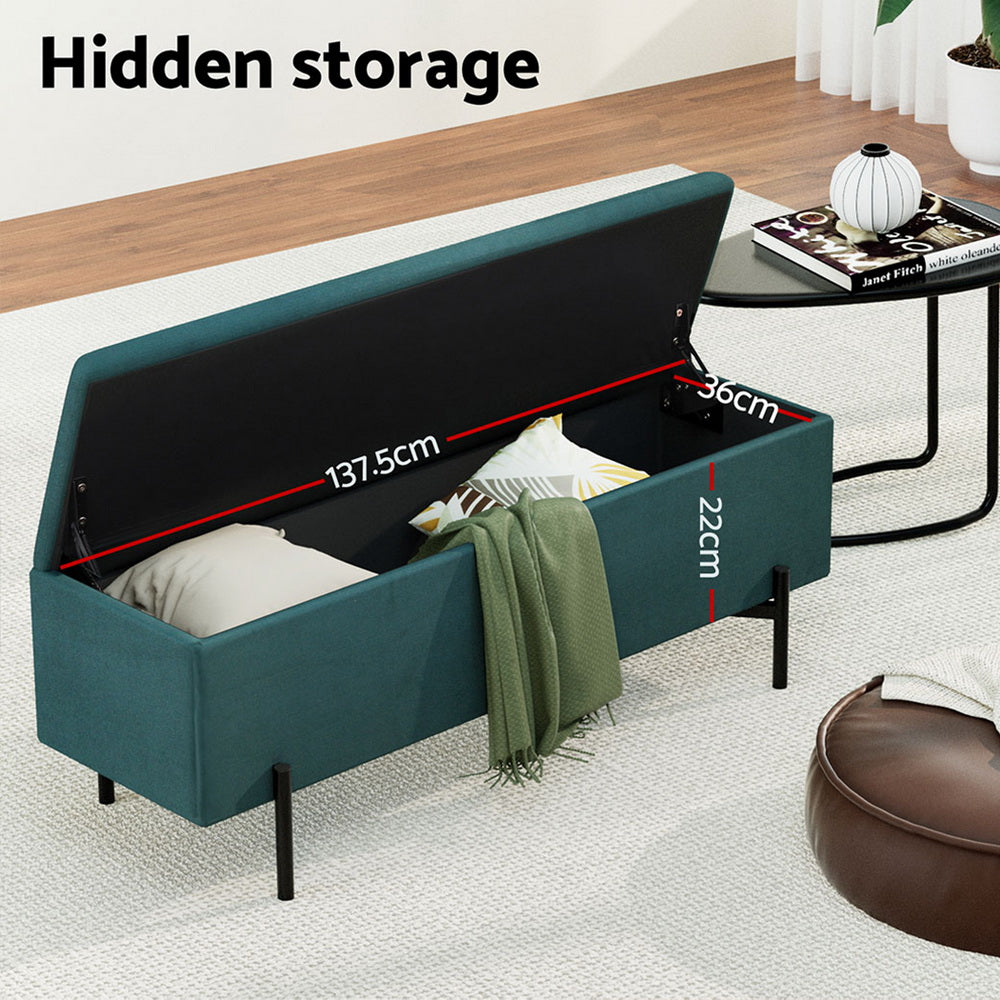 Artiss Velvet Green Storage Ottoman 140cm