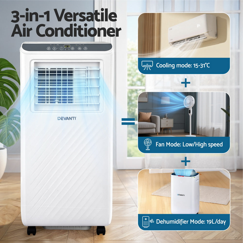 Devanti 3-in-1 Portable Air Conditioner Dehumidifier Fan 7000BTU
