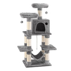i.Pet Cat Tree 145cm Tower Scratching Post Trees Scratcher Condo House Light Grey