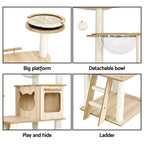 i.Pet Cat Tree Tower Scratching Post Scratcher 174cm Wood Bed Condo House Ladder