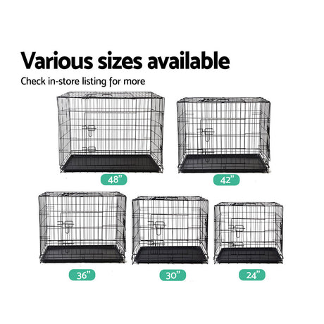 24" Three-Door Dog Cage Crate Kennel