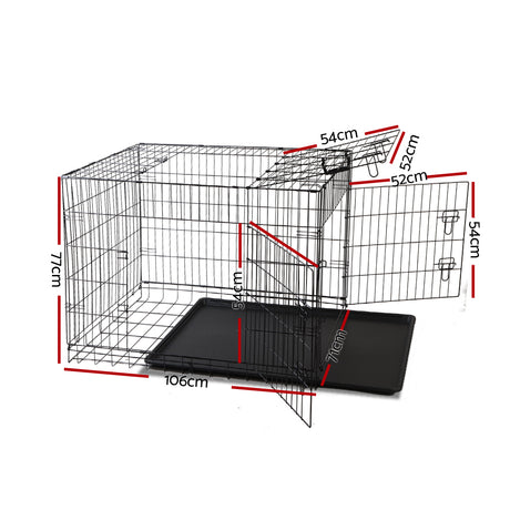 Large 42" Three-Door Dog Cage Crate