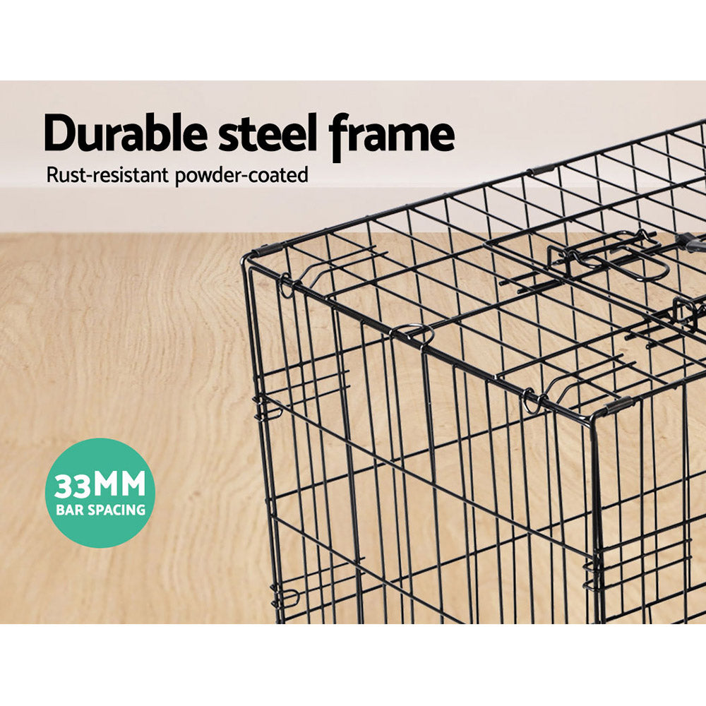Large 42" Three-Door Dog Cage Crate