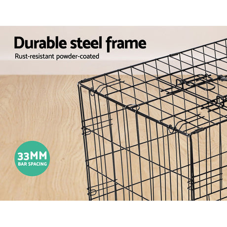 Large 42" Three-Door Dog Cage Crate