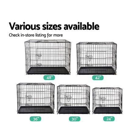 Large 42" Three-Door Dog Cage Crate