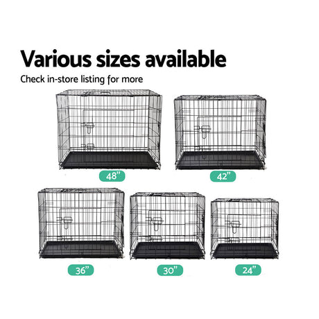 Large 48" Triple-Door Dog Cage Crate