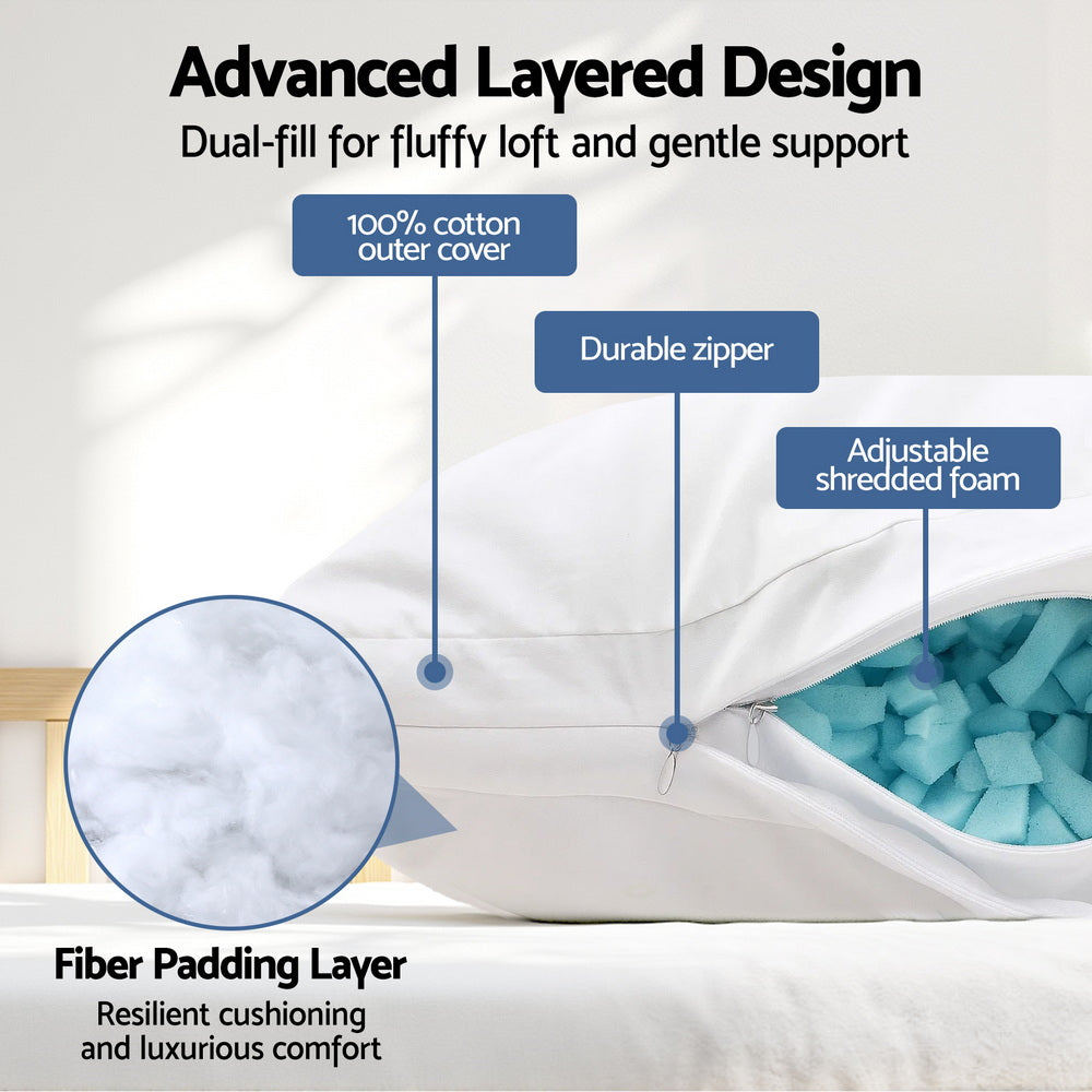 Giselle Bedding Adjustable Shredded Memory Foam Pillow