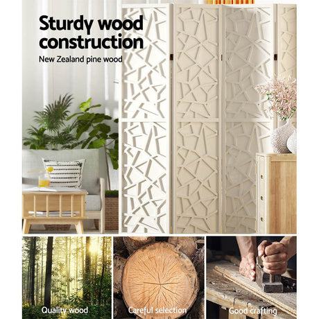 Artiss 6 Panel Clover White Room Divider