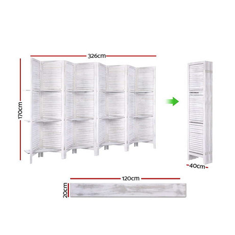 Artiss 8-Panel Freestanding Room Divider with Shelf