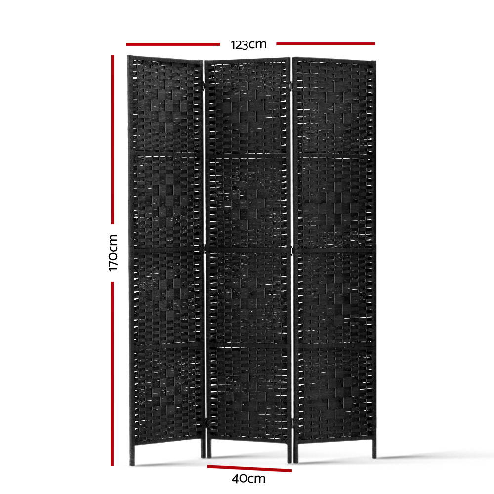 Artiss Black 3-Panel Room Divider Screen