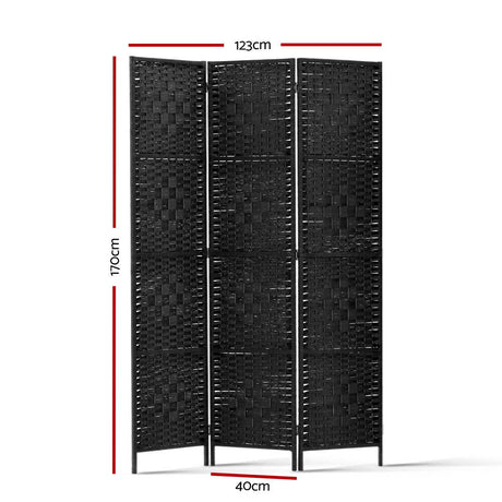 Artiss Black 3-Panel Room Divider Screen