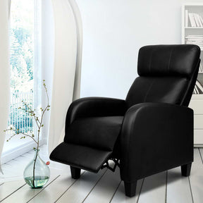 Artiss Black PU Leather Reclining Armchair with Adjustable Positions