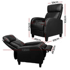 Artiss Black PU Leather Reclining Armchair with Adjustable Positions