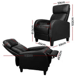 Artiss Black PU Leather Reclining Armchair with Adjustable Positions