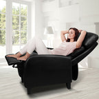 Artiss Black PU Leather Reclining Armchair with Adjustable Positions