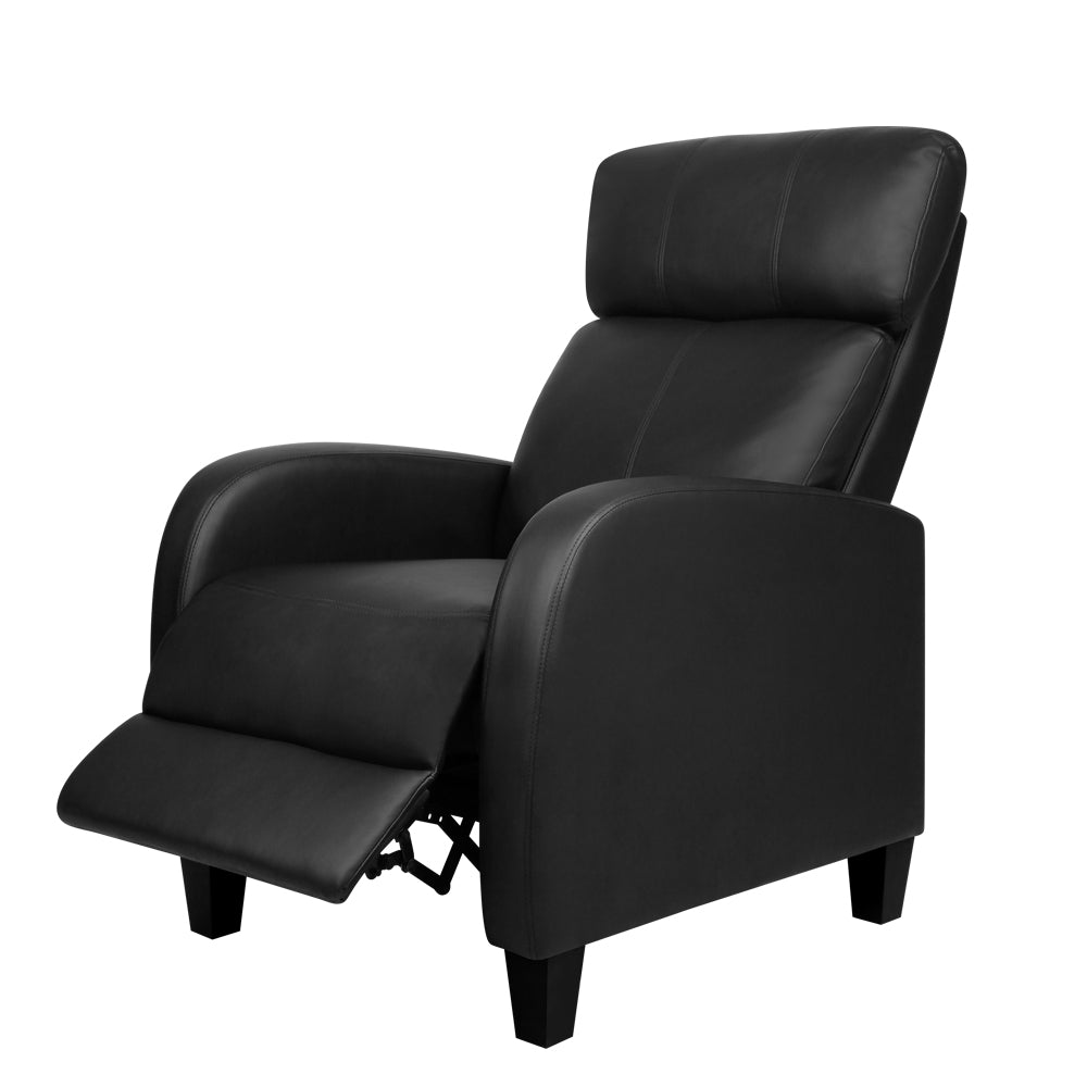 Artiss Black PU Leather Reclining Armchair with Adjustable Positions