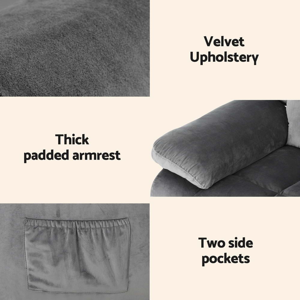 Artiss Electric Massage Recliner Chair - Grey Velvet