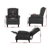 Artiss Charcoal Recliner Chair - Adjustable Soft Suede Lounge Armchair