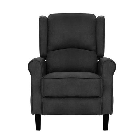 Artiss Charcoal Recliner Chair - Adjustable Soft Suede Lounge Armchair