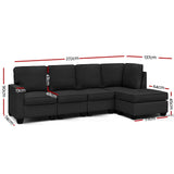 Artiss Dark Grey 5-Seater Modular Sofa Set