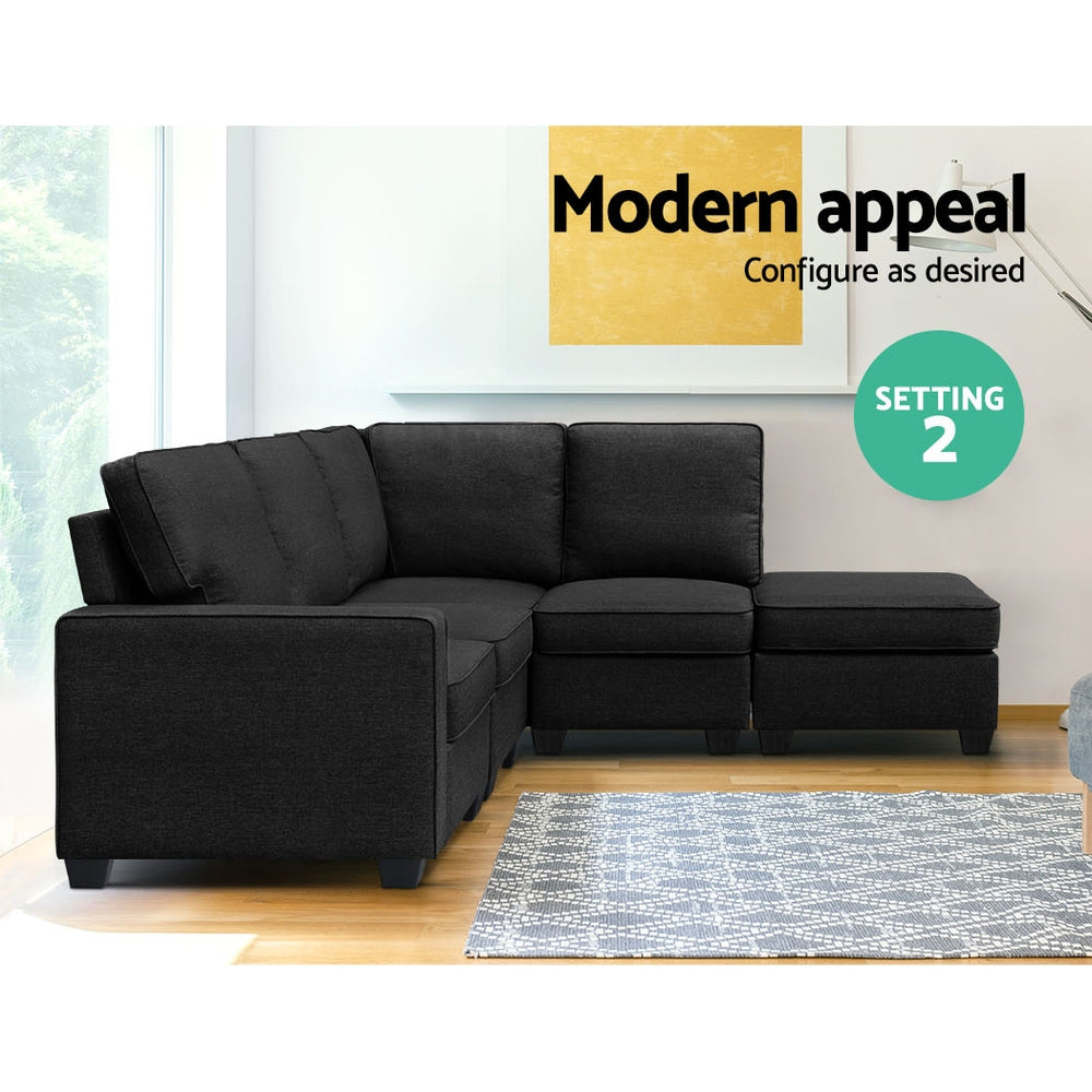 Artiss Dark Grey 5-Seater Modular Sofa Set