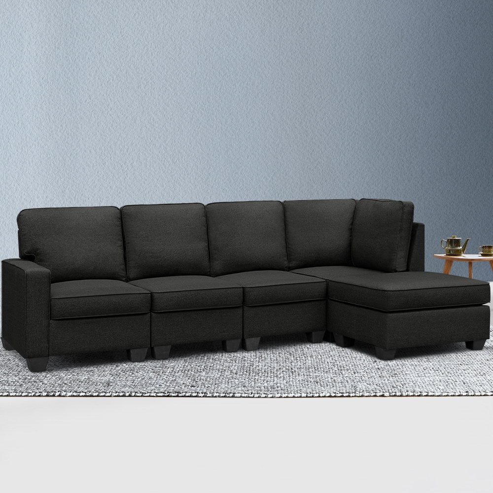 Artiss Dark Grey 5-Seater Modular Sofa Set