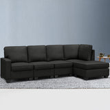 Artiss Dark Grey 5-Seater Modular Sofa Set