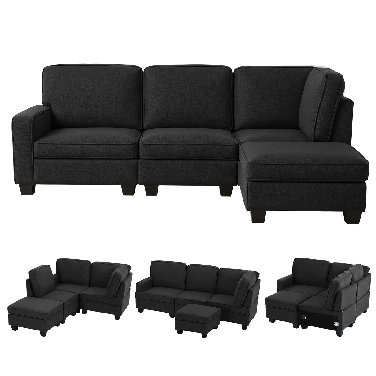 Artiss Modular Sofa Chaise Set 4-seater Dark Grey