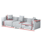 Artiss Grey 3-Seater Modular Sofa Chaise