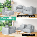 Artiss Grey 3-Seater Modular Sofa Chaise