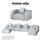 Artiss Grey 3-Seater Modular Sofa Chaise