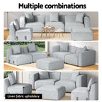Artiss 5-Seater Modular Sofa Chaise in Grey